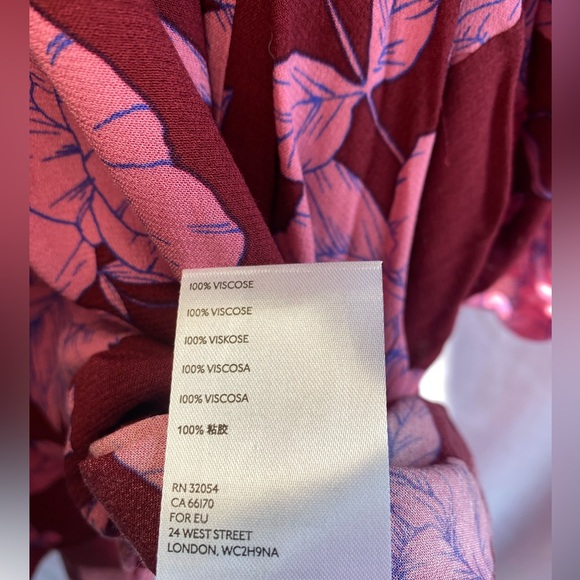 NWT Anthropologie MAEVE Maroon & Pink Floral Blouse. Size Large - Picture 9 of 9